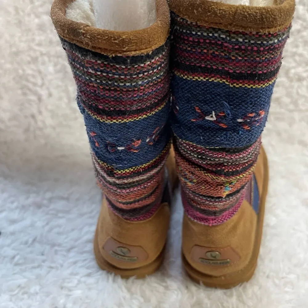 KOOLABURRA MYKA CHESTNUT SUEDE TRIBAL KILIM BOHO BOOTS SZ 5